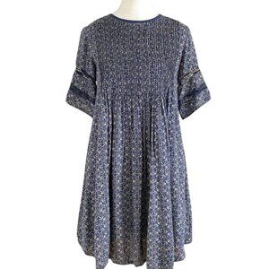 Aritzia Wilfred sonore floral silk trim pleated ~Chic Boho peasant travel dress!